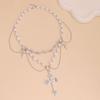 Y2k Spicy Girl Fashion Imitation Pearl Tassel Cross Necklace
