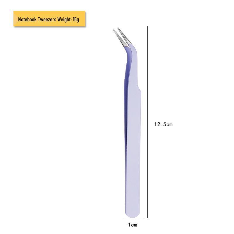 Stainless Steel Eyelash Tweezers: Thickened Journal Clips, Pointed Curved Tip for Nail Art, In Stock