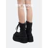 Cowhide version~ Small 9cm thick-soled heightening leather Martin boots women's lace-up sweet cool big head boots small short boots