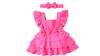 LYTIX Baby Bow Front Square Neck Layered Hem Bodysuit Dress for Girls/New Born Baby Dress