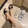Open-toed slippers, women wear rhinestones with sandals, thin heels, sexy high heels, not tired feet, fairy with skirt and half