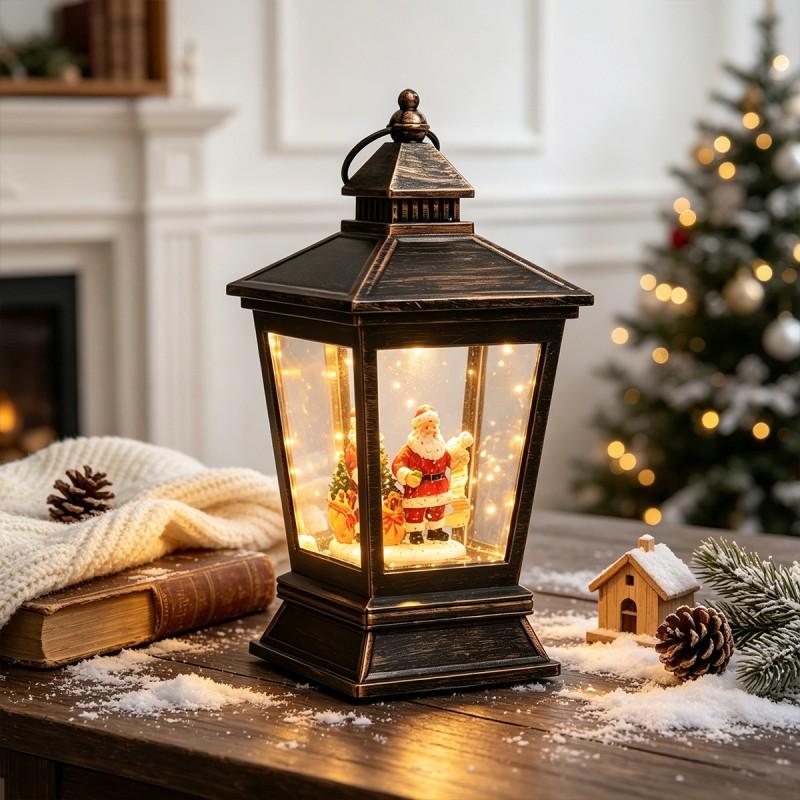 Christmas Crystal Music Box Snowman Santa Snow Globe Light Holiday Party Decor