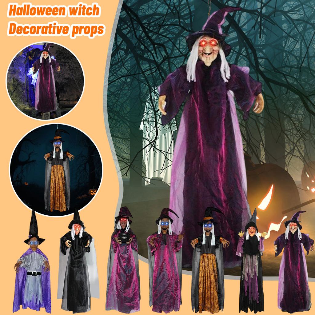 Halloween Electronic Witch Decoration, Life-size Hanging Witch Halloween Decoration, Scary Flying Electronic Witch For Halloween Decoration