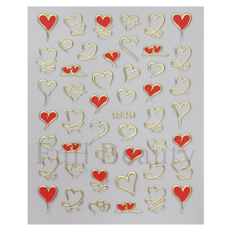 Nail Art Stickers Ins Romantic French Irregular Love Bronzing Hollow Love Adhesive Nail Stickers