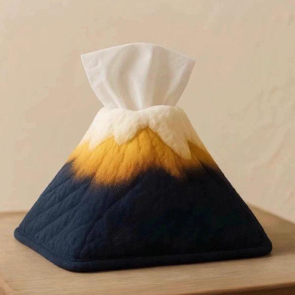 Moderní minimalistický krabička na kapesníky s motivem sluncem zalité hory a reliéfním potiskem pro domácí dekoraci a jako dárek