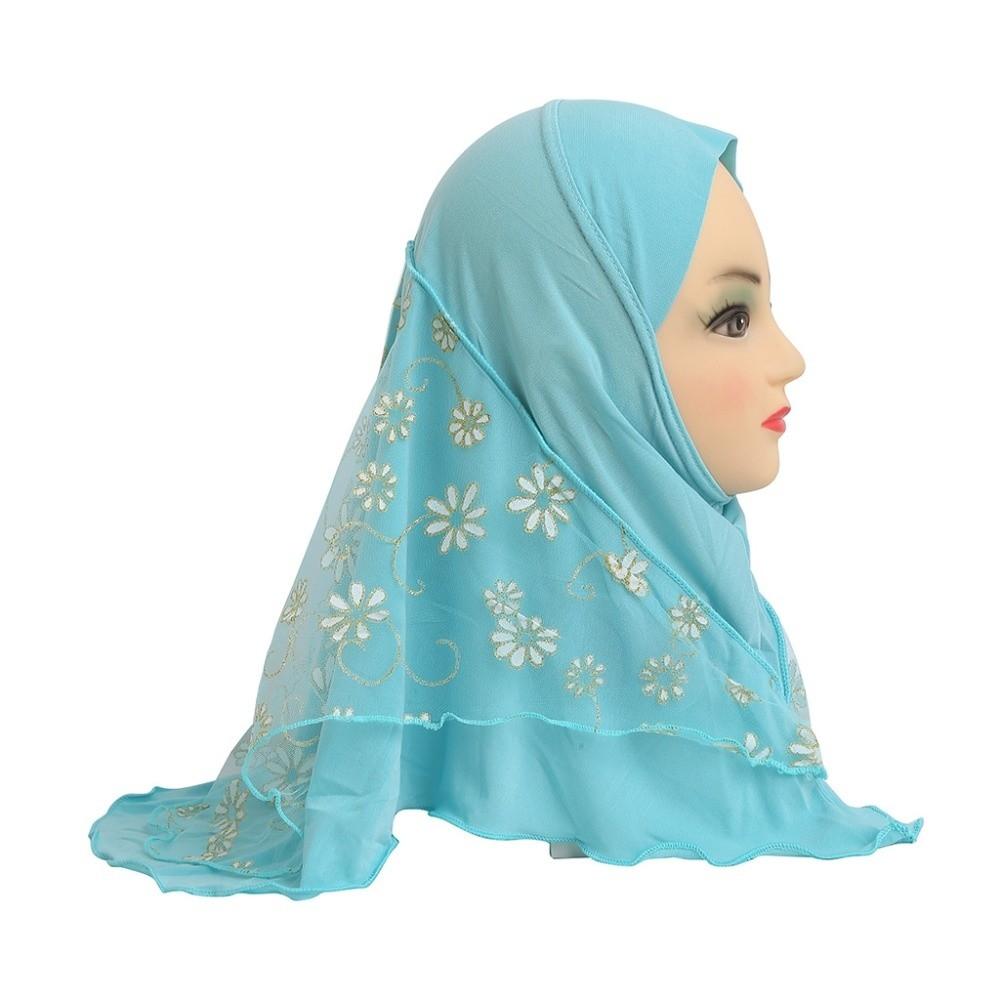 Elastic Solid Kids Turban Cap Flower Net Instant Headscarf Can Fit Islamic Scarf Shawl Islamic