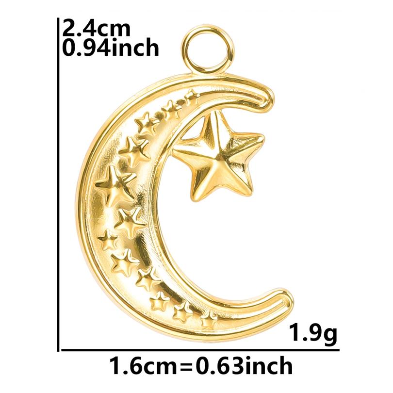 6pcs/Lot DIY Sun Moon Star Pendant Charm PVD Stainless Steel Charms For Jewelry Making Bulk Crescent Materials To Make Bracelets