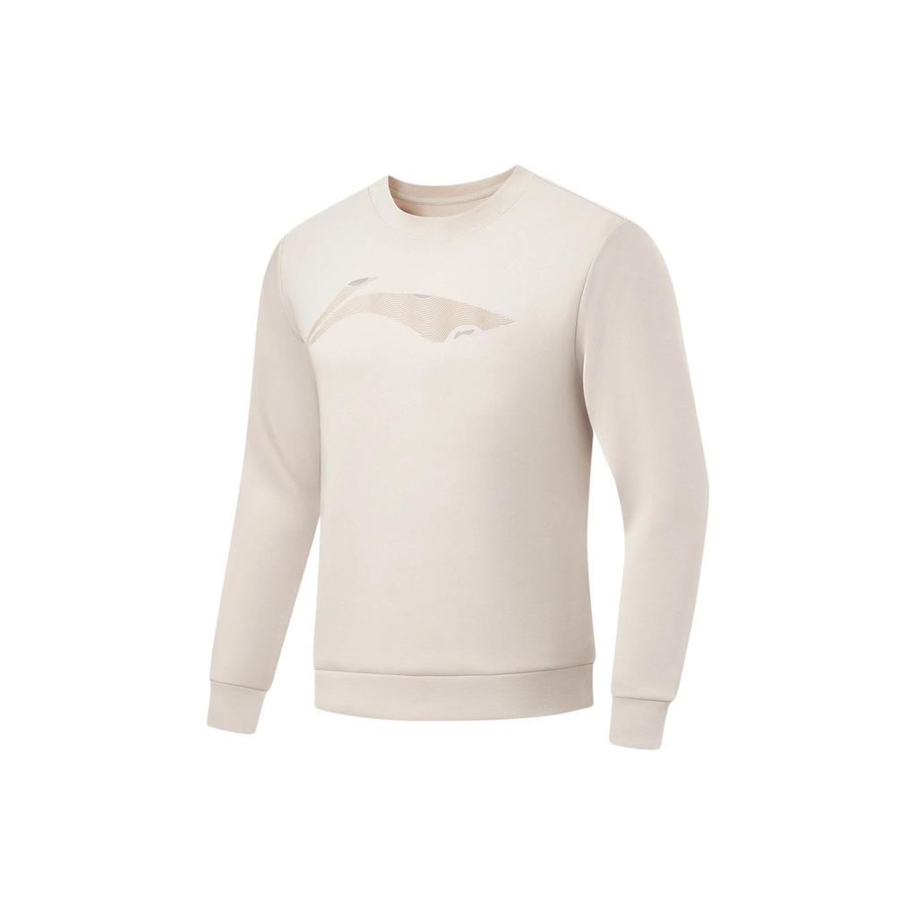 Li-Ning Fitness Series Logo Print Round Neck Sports Sweatshirt Men Sweatshirt Mica-Gray AWDU103-2