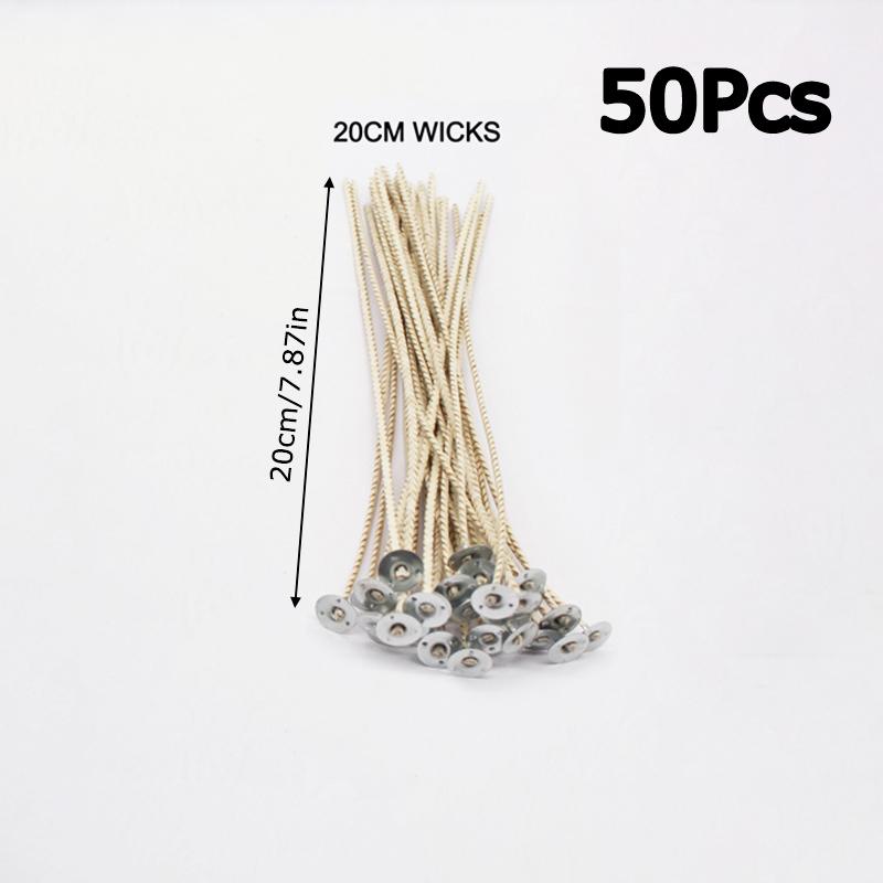 

50 шт. Фитили для свечей Принадлежности для изготовления свечей Хлопковое волокно Сделай сам 40 прядей Идеально для изготовления свечей 8 см 10 см 15 см 20 см 20cm
