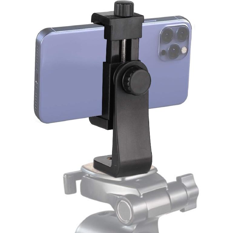 Universal Smartphone Mount Holder – Compatible with Tripods & Stands (1/4 Inch Screw). Rotates 360° for Vertical & Horizontal Adjustments. Secure