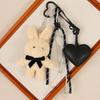 Miu Plush Bunny Bag Charm With Leather Heart Keychain For Cute Handbag Decor