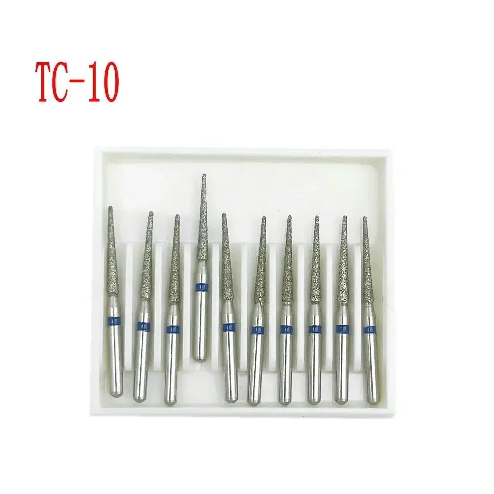 10pcs/box Dental Diamond Burs Drill FG Diamond 1.6mm Shank for High Speed Handpiece Burs