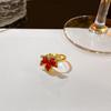New Year'S Red Zircon Maple Leaf Fringed Earrings Full Of Diamonds Light Luxury Crystal Leaf Earrings