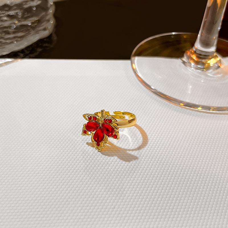 Новогодние Красные Циркониевые Серьги с Бахромой в Виде Кленового Листа, Полные Алмазов, Легкая Роскошь, Хрустальные Серьги-Листья