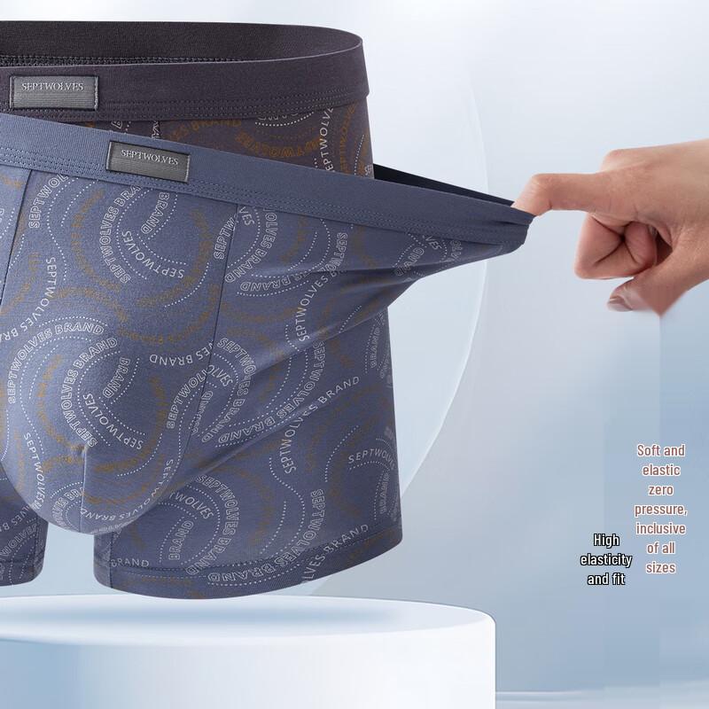 SEPTWOLVES Men's Letter Print Antibacterial Boxer Briefs 3-Pack