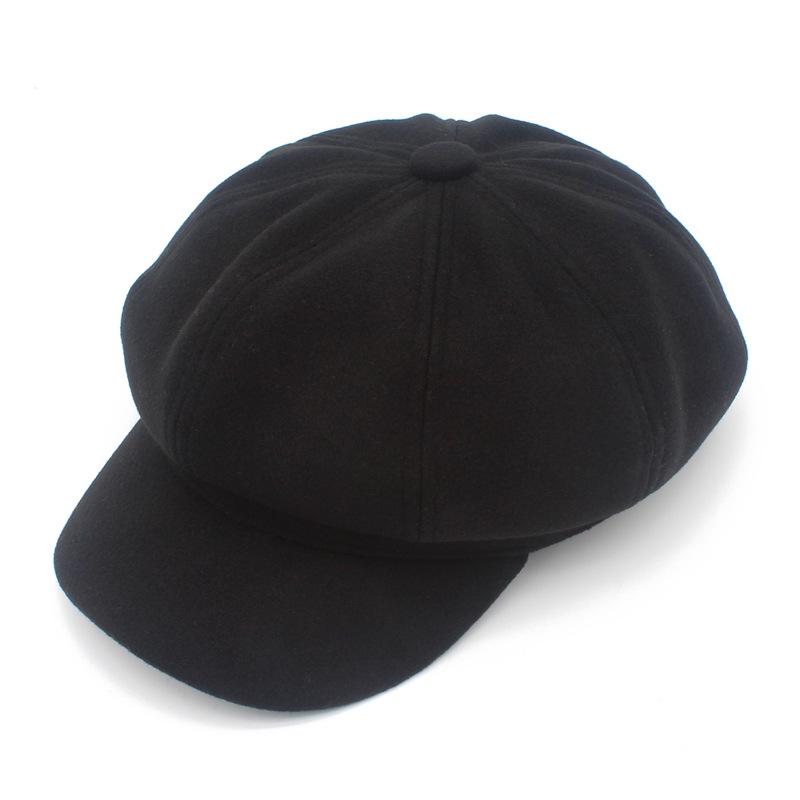 Popular Versatile Beret Autumn and Winter Solid Color Fashion Newsboy Hat Trend Painter Hat Retro Octagonal Hat