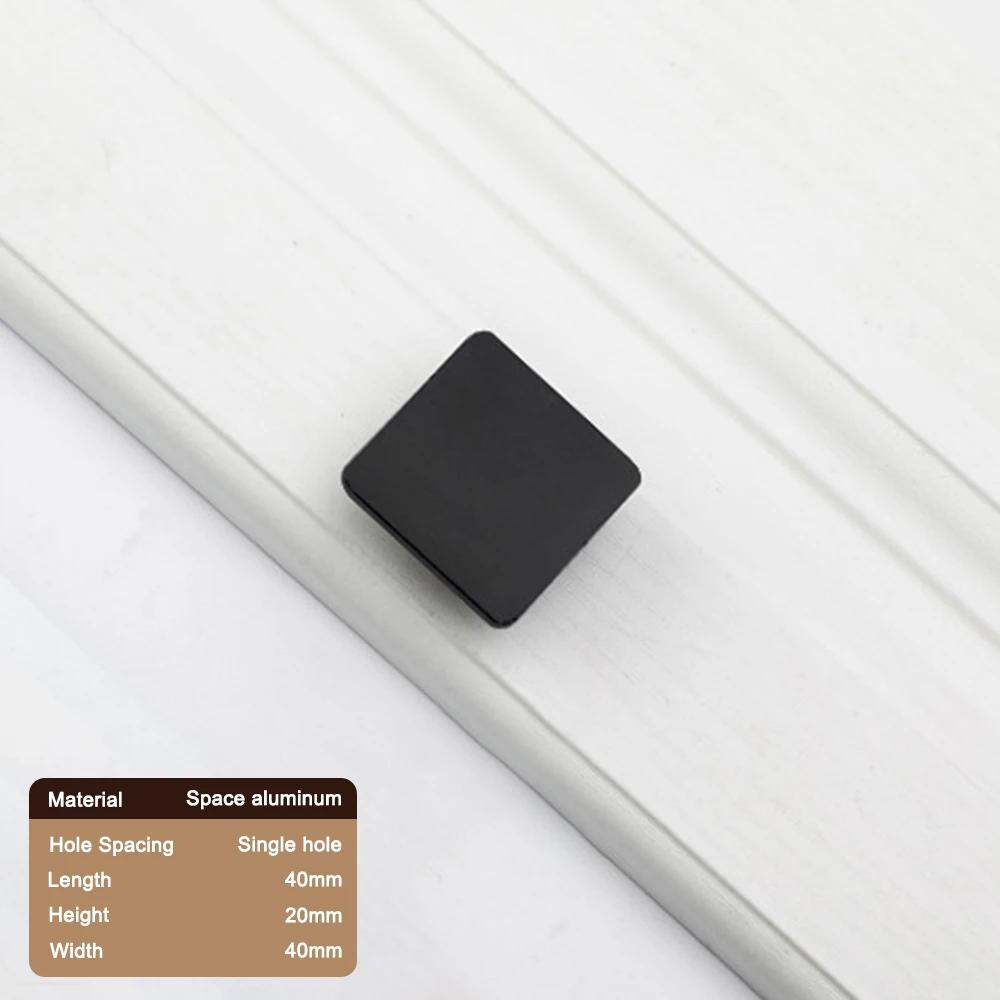 1PC 40MM Space Aluminum Square Drawer Knobs Black Silver Cabinet Handle Cupboard Dresser Pull Knob Furniture Fittings Home Decor