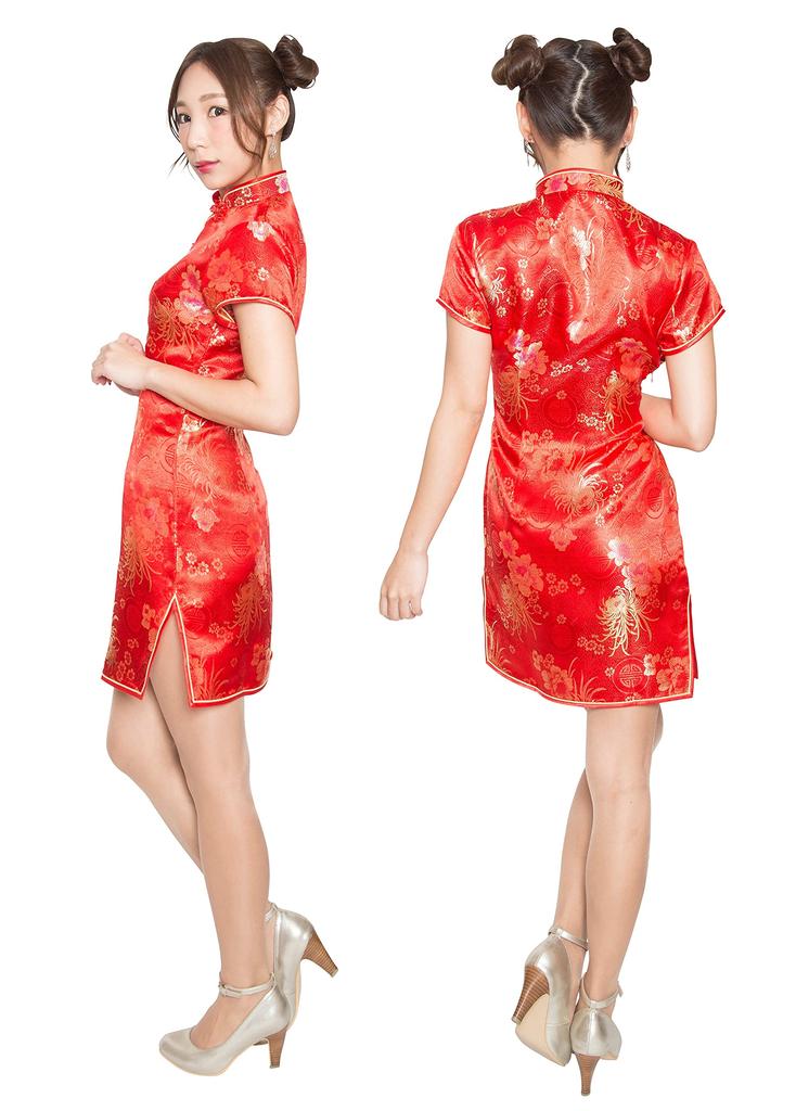 Clearstone Royal China Cosplay Halloween Cheongsam Dress Mini M Red Flower/Red Women's
