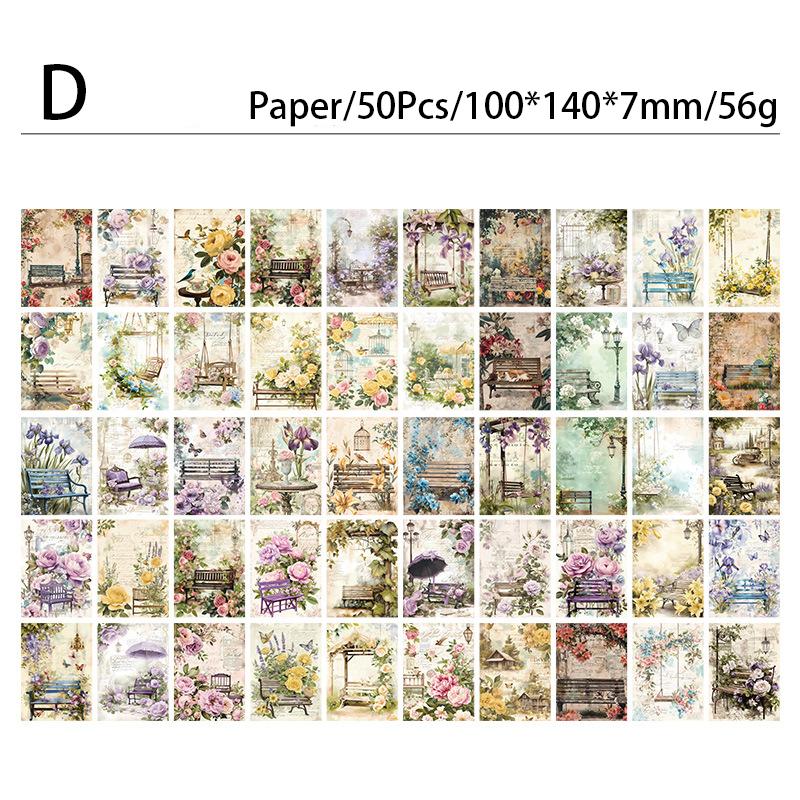 50 ks/balení retro květinový materiál papír DIY scrapbooking koláž odpadkový deník estetika kancelářské potřeby plánovač dekorace papír