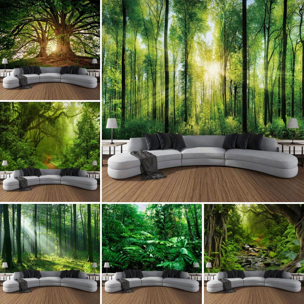 Frumoasă pădure naturală imprimată tapiserie mare de perete ieftină hippie agățată tapiserii de perete boeme decor mandala de perete