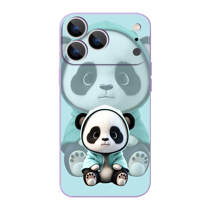 Blauer Mantel Panda Muster Lanyard Hülle Für iPhone 17 Pro Max Weiche Silikonhülle Für iPhone 16 Pro Max Funda iPhone 15 14 13 12 11 16E Air