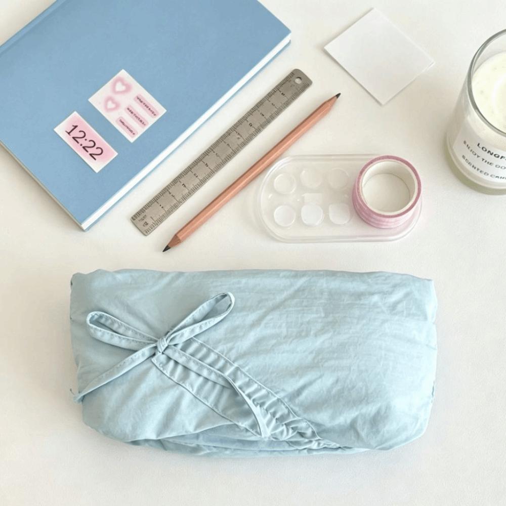 Large Capacity Stationery Storage Bag Bowknot Design Pencil Bag Cosmetic Bag Pencil Case Girls