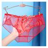 Niski stan haftowany kwiat koronkowe figi damskie szybkoschnące delikatne szycie ultracienkie przezroczyste seksowne kalesony