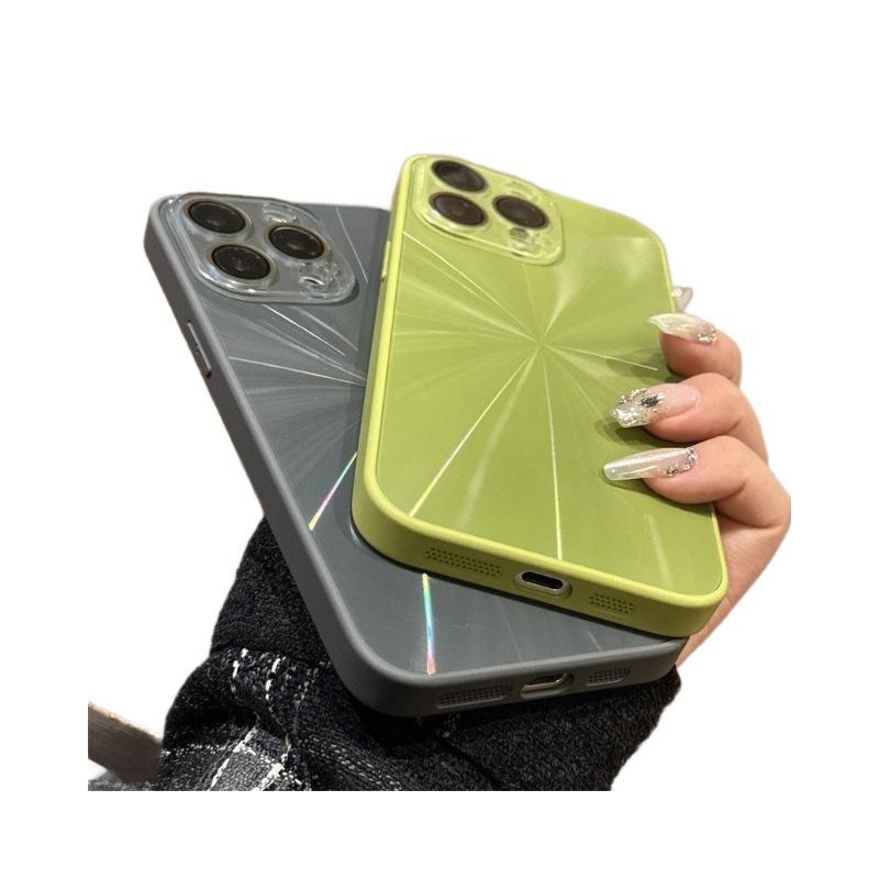 Comes with lens film, suitable for Apple 16promax mobile phone case iphone15 Aurora colorful anti-fingerprint CD pattern