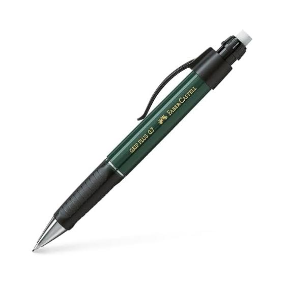 Faber-Castell Grip Plus Pencil 0.7mm Green, Triangular Shape, Rubber Grip, with Eraser