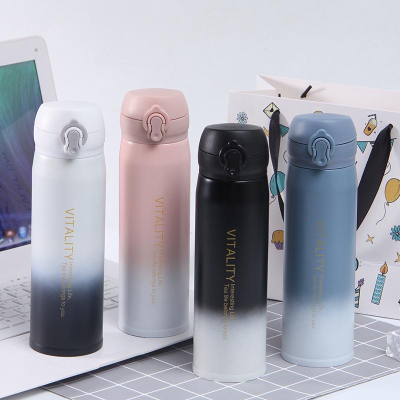 Multi-purpose Portable Thermos Cup 450ml Vacuum Flasks Portable Stainless Steel Thermos Cup Water Bottle Travel Tea Mug Office Thermos Cup