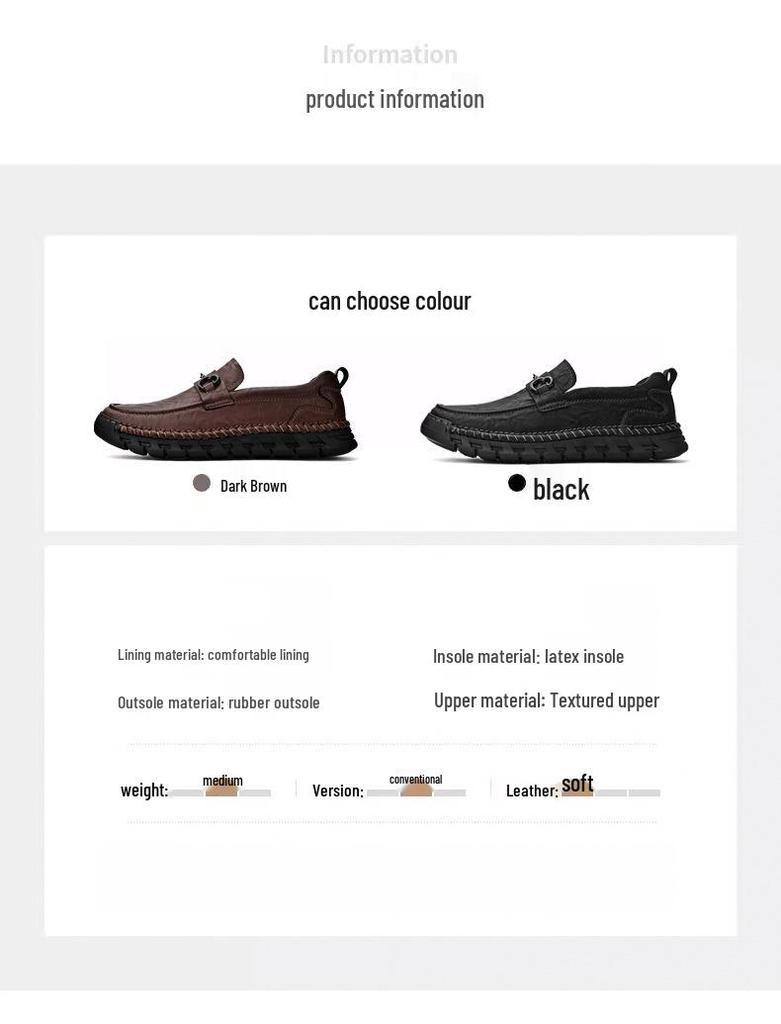 Men's Wide Fit Genuine Leather Slip-On Business Casual Shoes, Soft Sole, Large Sizes 45-46