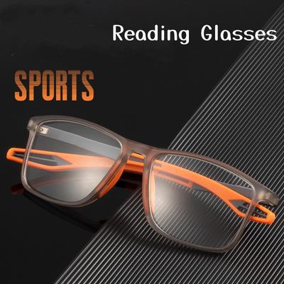 Quadratische Lesebrille für Männer und Frauen, ultraleicht, flexibel, TR90-Rahmen, Presbyopie-Brille, Unisex, Anti-Blaulicht-Sportbrille