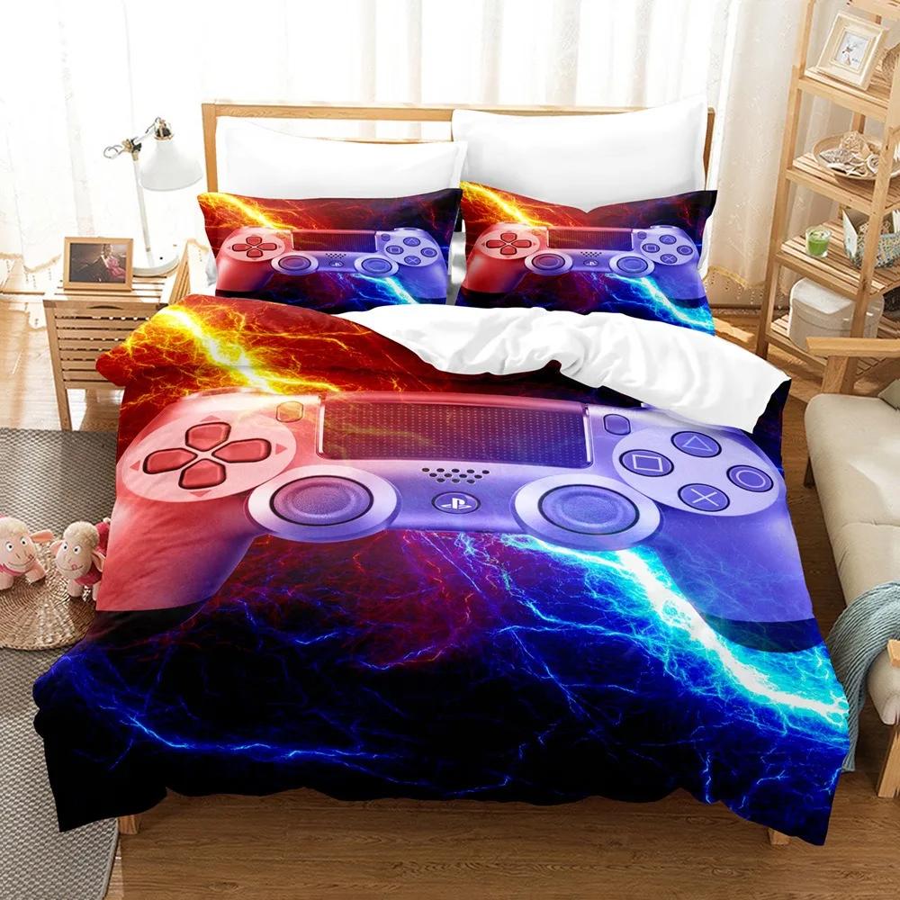 Lightning Web Gaming Duvet Cover Set For Boy 3D Print Video Games Double Duvet With Pillowcases Play Gamer Comforter Sets Cover