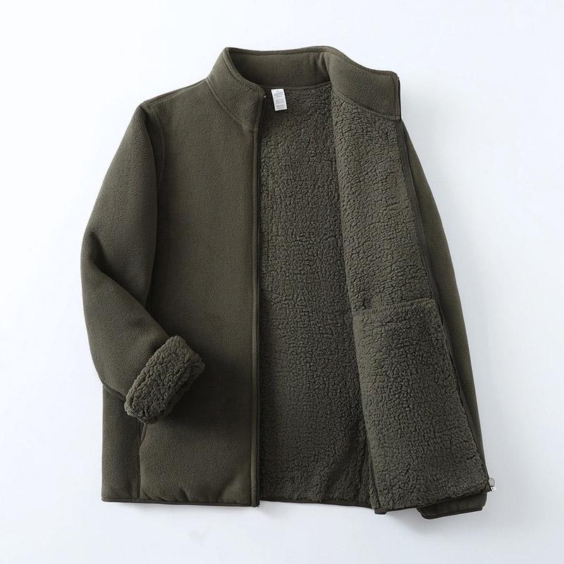 Coat for Women Fleece Thickened Plush Autumn Winter Double Layer Windbreaker Oversize Casual Zipper Jacket