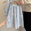 Summer Girls' Set with Embroidered Flower and Nine Fen Mosquito Resistant Wide Leg Pants