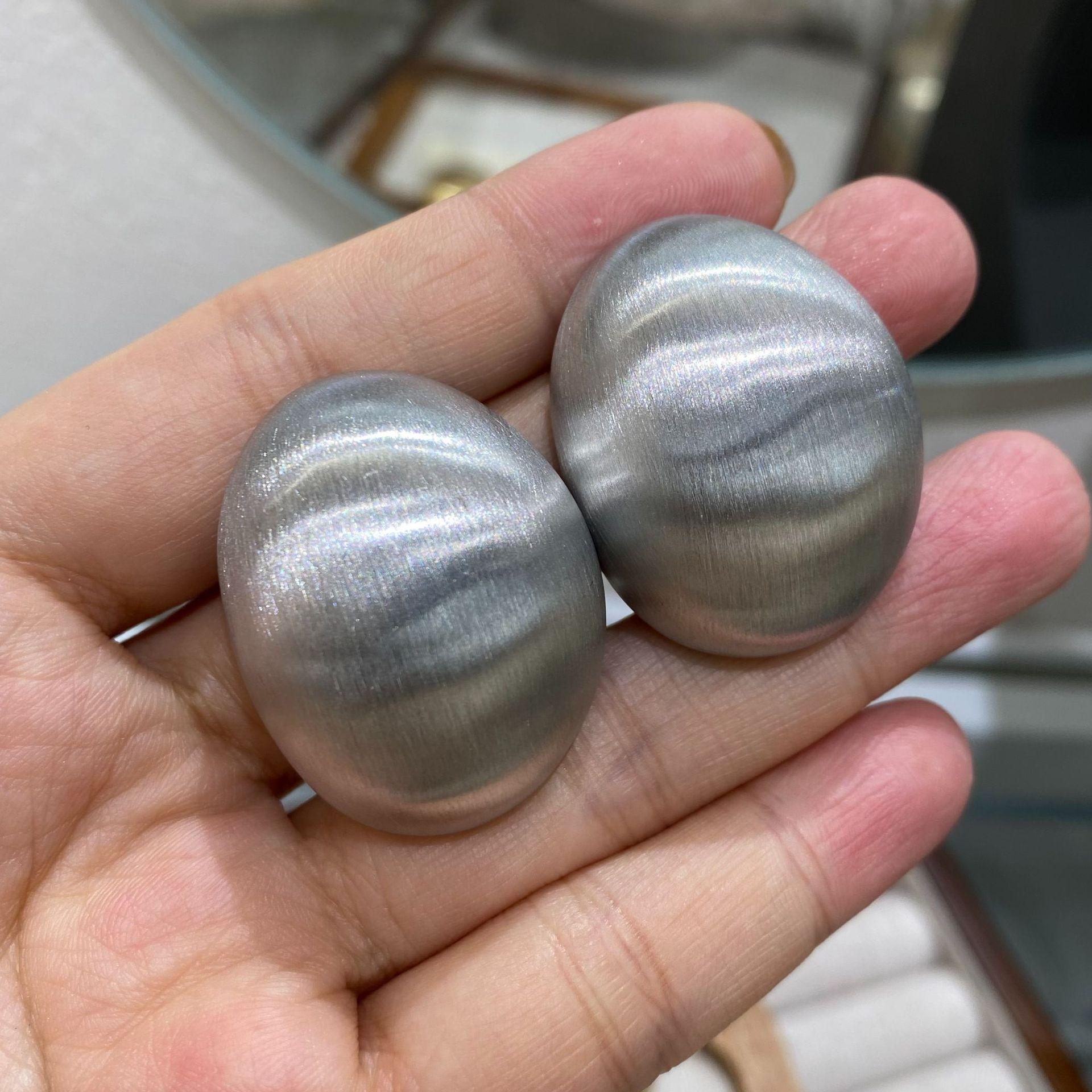 Heavy Industry Exaggerated Personality Brushed Silver Metal Large Stud Earrings Women S Light Luxury Premium Sense Unique Temperament Earrings