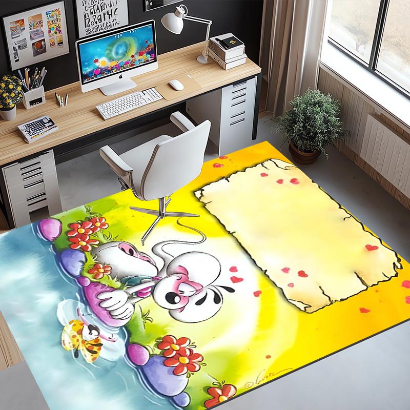 Diddl Pattern Rug, Indoor/Outdoor Mat, for Picnic, Gameroom, Bedroom, Office, Living Room, Home Decor Carpet, Birthday Gift