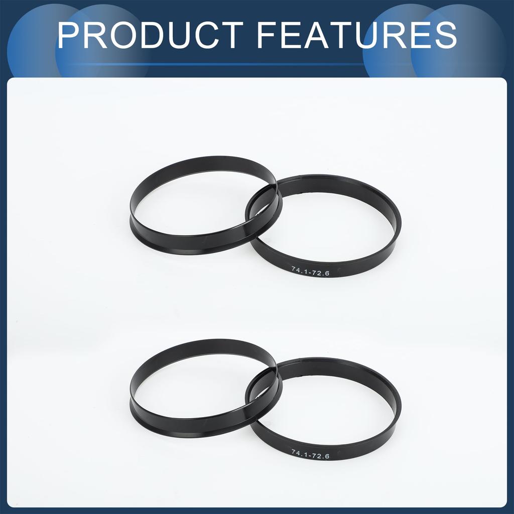 INFINAUTO Hub Centric Ring 72.6mm ID 74.1mm OD Car Wheel Hub Ring ABS Plastic Black 4pcs