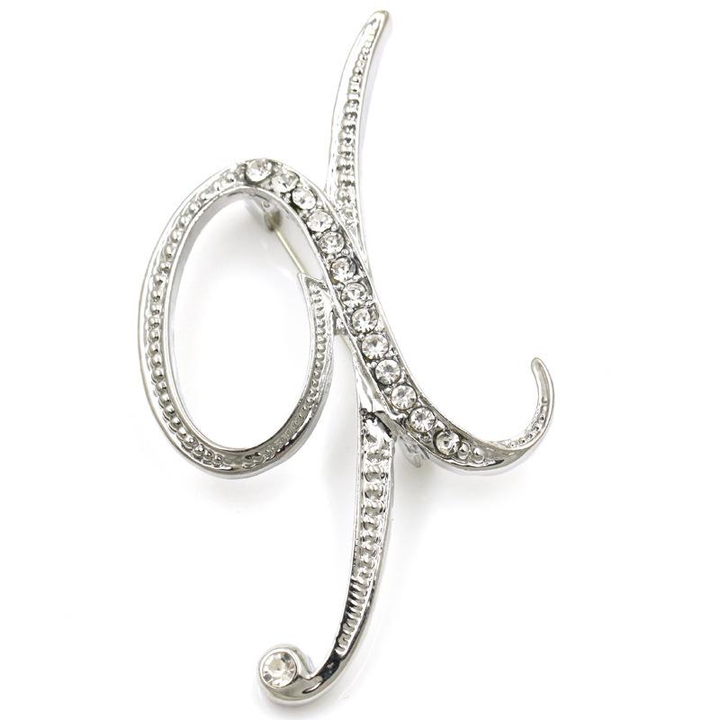 Trendy 26-Letter Rhinestone Brooch Pin - Fashion Accessory for Clothing & Bags