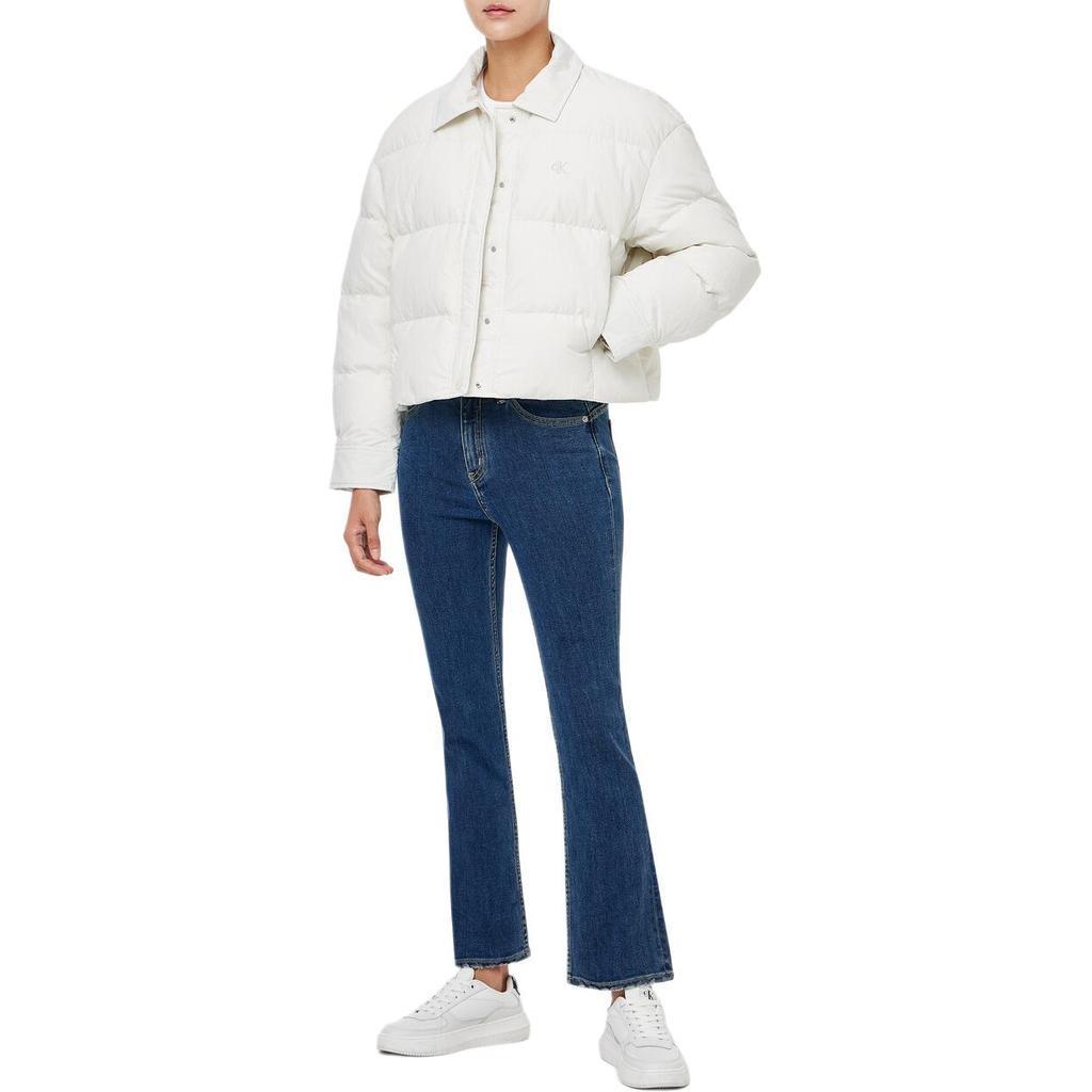 Calvin Klein Solid Color Quilted Lightweight Long Sleeve Down Jacket Women outerwear White J225424-YBI