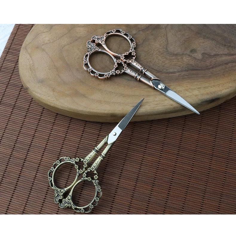 Retro Plum Blossom Stainless Steel Multi-purpose Scissors for Embroidery, Tea Bags, Sewing, and Office Use.