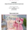 Strawberry Bear Doll & Preserved Rose Bouquet - Soap Flower Gift for Girlfriend