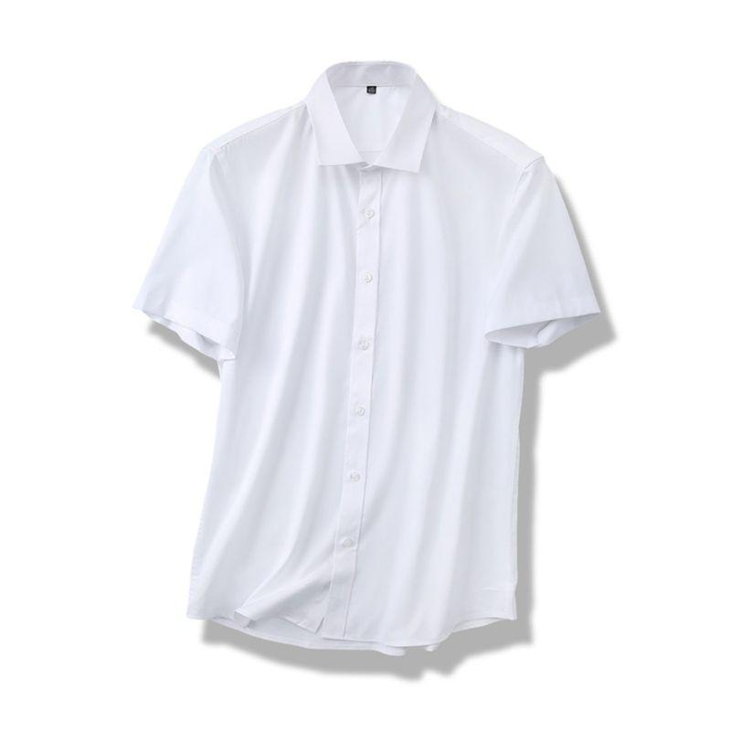 Business Casual Bamboo Fiber Non-Ironing Anti-Wrinkle Shirt Men's Short Sleeve Summer 2024 New Coat Export Stretch Shirt