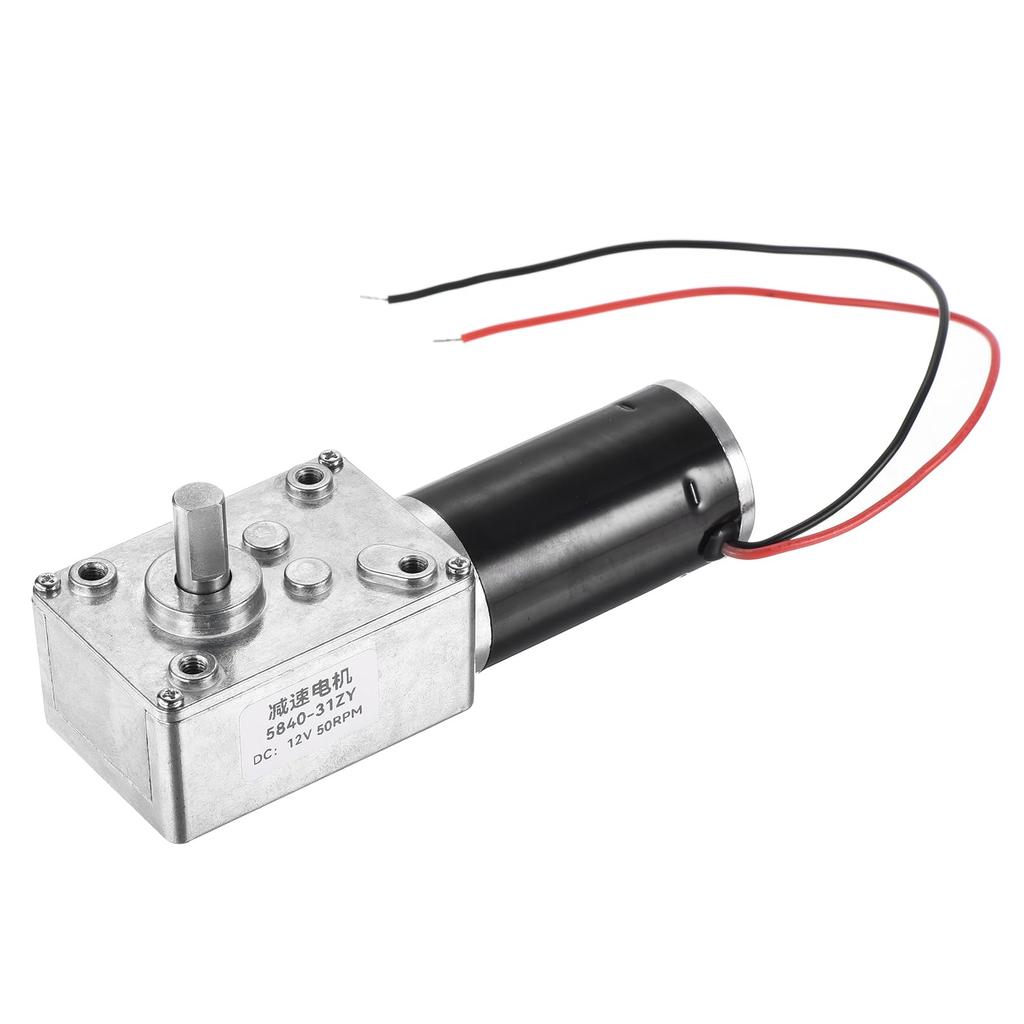 Uxcell DC 12V 50RPM Worm Gear Motor 8mm D Shaft Reduction Electric Motor Redactor High Torque Low Speed Mini Turbine Worm Motor with Wire