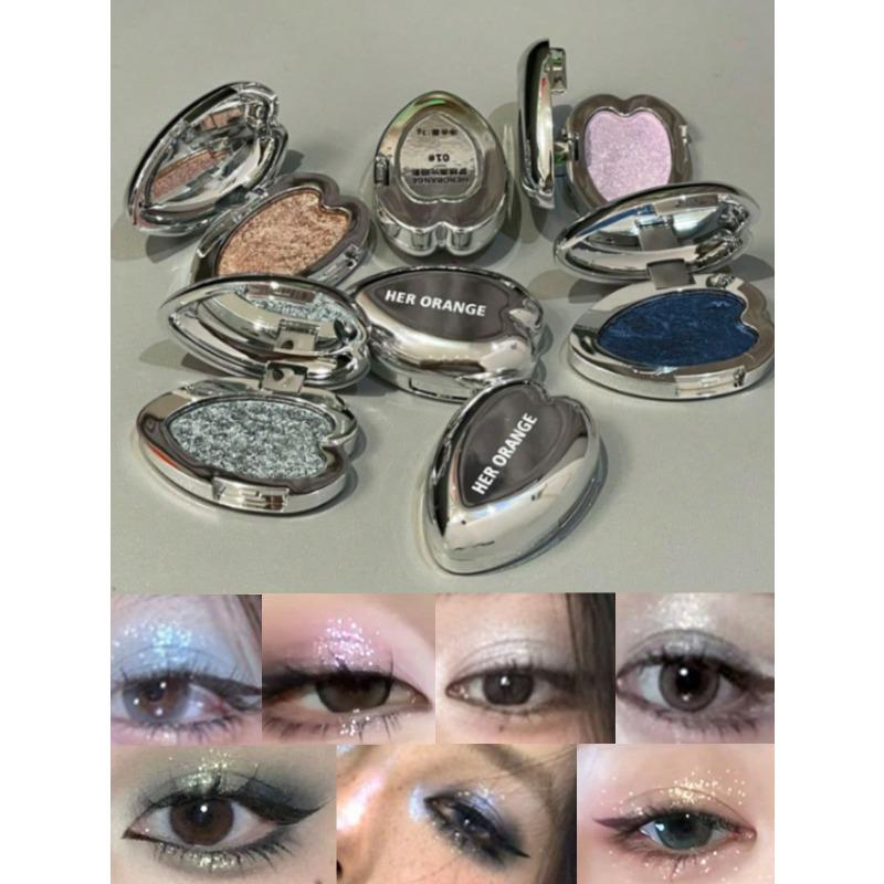 Metallic Glitter Heart Single-Color Eyeshadow Palette, Waterproof Sweat-Proof For Music Stage Performances, Halloween Parties Eye Shadow Palette
