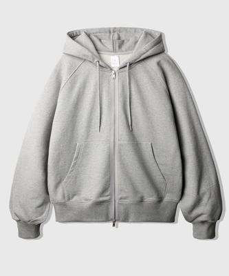 Jemut Luna Raglan Balloon Zip-Up Hoodie Grey Kjhd2613