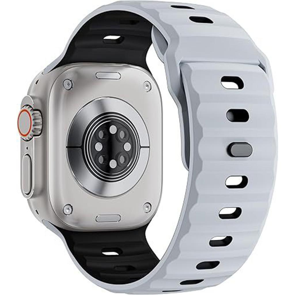 KALEBOL Mecha Silicone Strap for Apple Watch Ultra 3 2 1 49mm/Series 11 10 46mm/9 8 7 45mm/SE3 SE2 SE 6 5 4 44mm/3 2 1 42mm Dual Color Watch Band