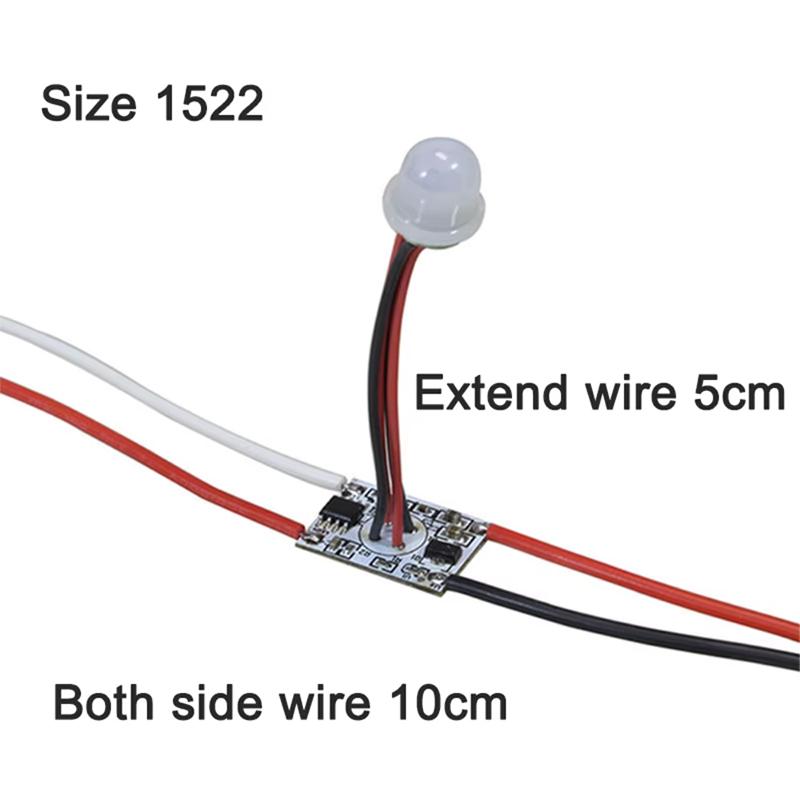 JUCAI PIR Motion Sensor Switch 5V/12V/24V DC Movement Detector 30s Delay 3-8m Sensing Range 25W Load Customized Automatic Timer
