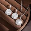 ZAKOL Ensemble Collier Boucles d'Oreilles Géométriques Classiques en Zircone Cubique pour Femmes Zircon Brillant Carré Couleur Argent Mariage Fête Zircon