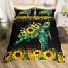 Black Sunflower Down Comforter Set Bedding Set 3-piece Comforter Cover Set